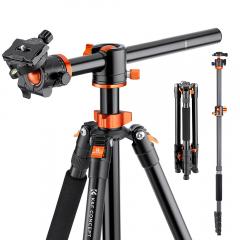 K&F Concept 73" Kamera Tripod – Aluminium DSLR Tripod med 360° Kuglehoved, Aftagelig Monopod & Hurtigudløser, Justerbar Højde, 22 lbs Belastning