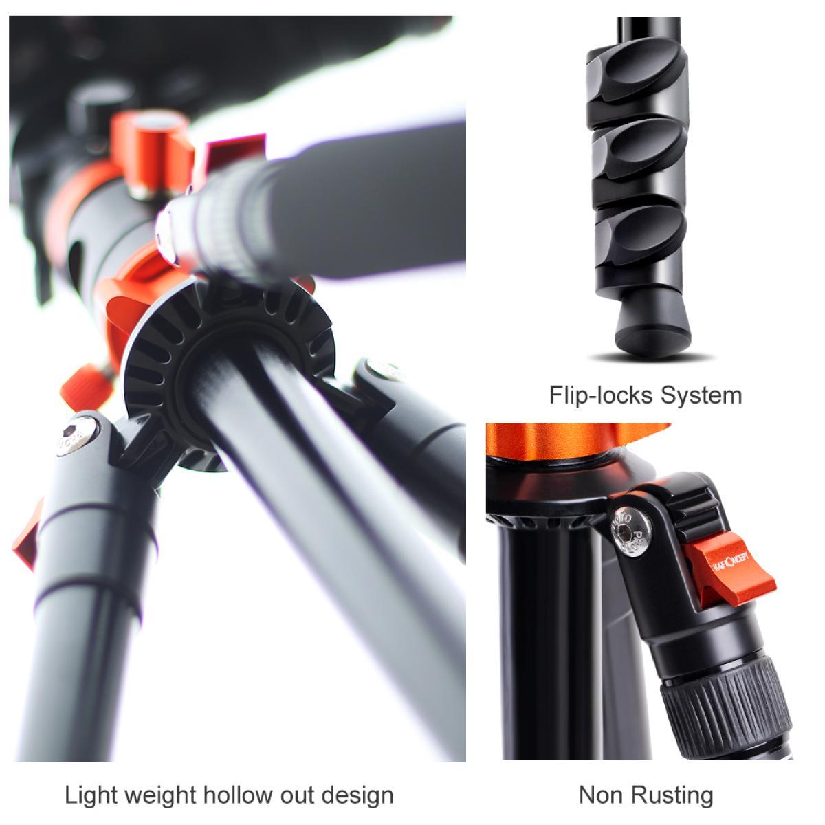 72"/183 Cm K&F Koncept Kamerastativ, Professionellt Kompakt Videostativ I Aluminium Med Centreringsstolpe, Resestativ Med Monopod, 360° Kulhuvud Och Frigöringsplatta För Dslr-Kameror T254a3+Bh-28l (S211)