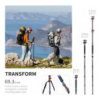 K&F Concept 170cm Treppiede in Alluminio per Fotocamera Reflex con Colonna Centrale + Monopiede + Testa a Sfera da 28mm + Piastra a Sgancio Rapido, Carico Massimo 10kg - T255A4+BH-28L (TM2515T1)