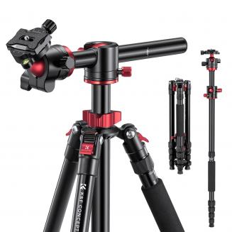 170cm Treppiede in alluminio per Fotocamera Reflex con Colonna Centrale + Monopiede + Testa a Sfera da 32mm + Piastra a Sgancio Rapido, Carico Massimo 12kg - T255A4+BH-32L, Rosso