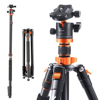 55" DSLR-stativ Bærbar reisevlogg i aluminium Stativ 22lbs Load Orange