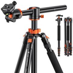 76"/190cm Treppiede macchina fotografica in alluminio portatile viaggio treppiede, 22lbs/10kg carico con staccabile monopiede per fotocamere DSLR, T254A4 + BH-28L (vecchio modello SA254T3)