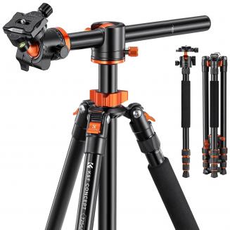 76"/190cm Treppiede macchina fotografica in alluminio portatile viaggio treppiede, 22lbs/10kg carico con staccabile monopiede per fotocamere DSLR, T254A4 + BH-28L (vecchio modello SA254T3)