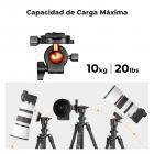 163cm Trípode de Aluminio para Cámara con Rótula de Bola + Soporte de Teléfono, Carga 10KG, Peso 1,29KG - K234A0+BH-28L