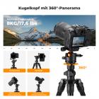 Aluminium Reisestativ mit 360°Kugelkopf Panorama Aufnahmen, Maximale Tragfähigkeit: 8kg/17.6lbs