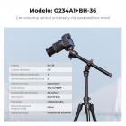 163cm Trípode de Aluminio para Cámara con Columna Central Multiángulo Giratoria + Rótula de Bola + Soporte de Teléfono, Carga 8KG, Peso 1,65KG - K234A0+BH-28L