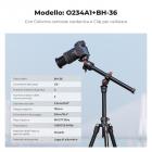 K&F Concept 163cm Treppiede in Alluminio per Fotocamera con Colonna Centrale Multiangolare Girevole + Testa a Sfera + Supporto per Telefono, Carico 8kg, peso 1,65kg - K234A0+BH-28L