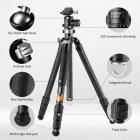 Testa a sfera di 35 mm di diametro, ripresa panoramica a 360 gradi, blocco estraibile, gancio integrato, gomma antiscivolo, pedane multi-angolo, chiusure a rotazione