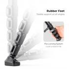 piedini in gomma, supporto stabile a tutti gli angoli. sistema di blocco flip, blocco-sblocco in 9 secondi