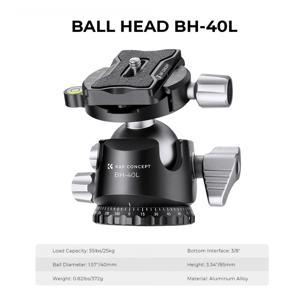 62" tripé video da câmera da fibra do carbono, carga 55lbs máxima - X284C2+BH40