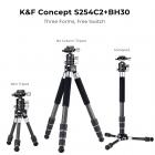 K&F Concept tripod de fibra de carbono leve com cabeça de bola 360° 10kg/22lbs Carga 130cm/51.2" Altura máxima S254C2+BH30