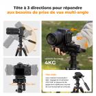 196 cm (77") Trépied Appareil Photo en Aluminium, Trépied Léger et Portable avec Tête Vidéo et Clip de Téléphone｜Dimension pliée: 43 cm