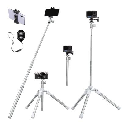 Excentrisk rörsmobiltelefonstativ 67 tum/170 cm, lättviktig och mycket transportabel selfiesticka, DSLR-kamerastativ, modell E224A3+BH-18, silver