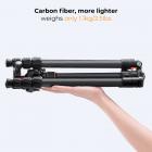 K&F Concept Kamera Stativ 64"/1,6 m | Let Kulfiber Rejsetripod med 36 mm Kuglehoved, 8 kg Bæreevne, Quick Release | DSLR, Video & Livestreaming | K254C2+BH-36L