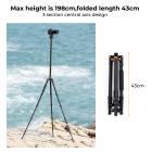 198cm Treppiede in Alluminio per Fotocamera Reflex Professionale con Monopiede + Testa a Sfera + Piastra di Sgancio, Carico 12 kg - K255A6+BH-32L