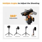 MS04 62''/1,58m telefonstativ Selfie Stick, sort og orange med Bluetooth-fjernbetjening + Gopro-adapter