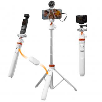 Trípode para selfies de 62'', trípode extensible 2 en 1 blanco para teléfono, soporte para grabación, trípode con rótula de 360° compatible con DJI Osmo Pocket 4/3, GoPro 13/12, iPhone 17, MS08, K&F CONCEPT