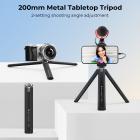 K&F Concept Ms05 Justerbar 2 nivåer sinklegering liten snegl skrivebordstativ, arbeidshøyde 6,1''/156 mm, grå og svart, med mobiltelefonholder og Bluetooth-fjernkontroll