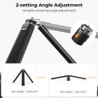 K&F Concept Ms05 Justerbar 2 nivåer sinklegering liten snegl skrivebordstativ, arbeidshøyde 6,1''/156 mm, grå og svart, med mobiltelefonholder og Bluetooth-fjernkontroll