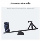 MS03 Supporto da tavolo per selfie stick con treppiede per telefono da 13''/33 cm (dimensioni ridotte) per Gopro, Action e Insta Nero Arancione