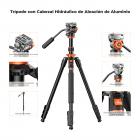 211cm Trípode de Vídeo para Cámara DSLR de Aluminio con Cabeza Fluida, Carga 5KG - K234A7+FH-03