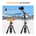 231cm Trípode de Aluminio con Cabezal Fluido + Columna Central de 90° + Monopie Desmontable, Trípode de Viaje para DSLR Videocámaras Cámaras, Carga 5 KG - T254A7+FH-03