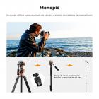231cm Trípode de Aluminio con Cabezal Fluido + Columna Central de 90° + Monopie Desmontable, Trípode de Viaje para DSLR Videocámaras Cámaras, Carga 5 KG - T254A7+FH-03