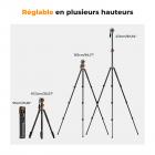 230 cm (91") Trépied Appareil Photo en Aluminium Extra-haut avec Rotule Hydraulique et Monopode Détachable - Parfait Macro et Plongée｜Dimension pliée: 54 cm