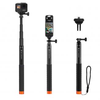 K&F Concept Invisible Selfie Stick, forlænget Carbon Long Pole (127 cm/50in) til Insta360 Sports Camera GoPro DJI Action, 1/4" forlænget Monopod med GoPro Adapter og håndledsrem.