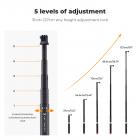 K&F Concept Invisible Selfie Stick, Forlengelse Carbon Long Pole (127 cm/50in) for Insta360 Sports Camera GoPro DJI Action, 1/4" Forlenget Monopod med GoPro-adapter og håndleddsstropp.