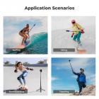 K&F Concept Invisible Selfie Stick, forlænget lang stang (120 cm/47.2in) til Insta360 Sportskamera GoPro DJI Action, 1/4" forlænget monopod med GoPro-adapter.