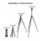 178cm Trípode de Vídeo Compacto con Cabeza Esférica, Trípode para Viajar de Aluminio con Clip para Móvil, Carga 8KG - K234A3+BH-36