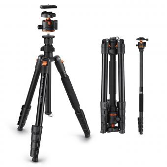 192 cm (75") Trépied Appareil Photo en Aluminium, Trépied Caméra Doté de Tête à Rotule sans Huile Inclut Support de Téléphone & Télécommande Bluetooth｜Dimension pliée: 43 cm