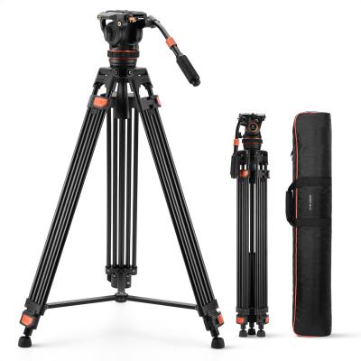 K&F Concept 191cm Treppiede Video, Treppiede Resistente in Lega di Alluminio con Testa Fluida a 360°, Carico 8kg - VA3+BV10