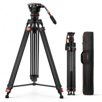 Video stativ VA3+BV10 Kamera Stativ Videostativ mit professionellem Fluidkopf, 191cm Video Tripod, Kamera Stativ kompatibel mit Canon Nikon Sony und Anderen DSLR, Camcorder, Kameras