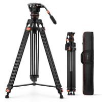 75.2"/1.91m Videostatief met 360° Vloeistofkop, Camerastatief voor DSLR, Camcorders, Camera's 17.6lbs/8kg Belastbaar, VA3+BV10 (Model wordt willekeurig geleverd (oud of nieuw))