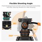 حامل ثلاثي القوائم برأس سائل بسعة تحميل 22 رطلاً/10 كجم وحامل ثلاثي القوائم للكاميرا بارتفاع أقصى 75.2 بوصة/1.91 متر وحامل ثلاثي القوائم للفيديو VA3+BV20