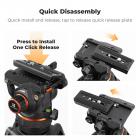 75.2"/1.91m Camerastatief, Videostatief met 360° Vloeistofkop, Vloeistofkopstatief voor DSLR, Camcorders, Camera's 22lbs/10kg Laadvermogen VA3+BV20