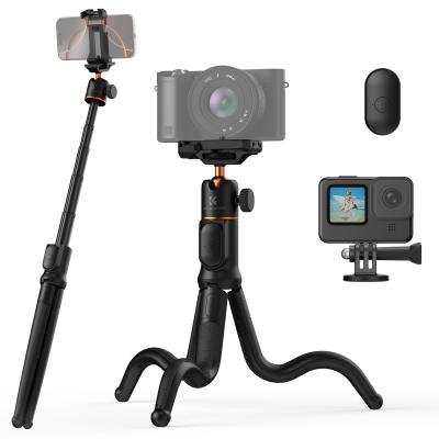 K&F Concept telefoonstatief, uitschuifbaar flexibel statief met afstandsbediening, 24 inch klein statief voor iPhone, ministatief, maximale belasting 4,4 lb voor iPhone 16, 15, 14 Pro Max, XS, Max X, 8, Samsung, Canon, Nikon en Sony.