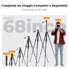 K&F Concept Treppiede per fotocamera, 68" Treppiedi per DSLR da viaggio portatile leggero per esterni per fotocamera, telefono, registrazione video, treppiede, clip per cellulare per smartphone, streaming live, vlog S254A3+BV01