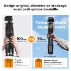 75"/190cm Trépied Appareil Photo en Aluminium, Trépied Caméra de Voyage Portable Compact et Léger avec Tête Supportant 4kg, Prise de Vue Bluetooth 10m