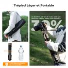 75"/190cm Trépied Appareil Photo en Aluminium, Trépied Caméra de Voyage Portable Compact et Léger avec Tête Supportant 4kg, Prise de Vue Bluetooth 10m