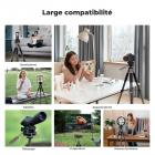 75"/190cm Trépied Appareil Photo en Aluminium, Trépied Caméra de Voyage Portable Compact et Léger avec Tête Supportant 4kg, Prise de Vue Bluetooth 10m