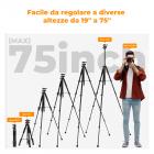 K&F Concept Treppiede Fotocamera e Smartphone 190cm/75", Cavalletto Fotografico in Alluminio S255A3+BH-36 con Telecomando Bluetooth e Testa a Sfera, Treppiede Compatto per DSLR/Ipad/Live Streaming