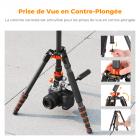 67"/173 cm Trépied Vidéo en Fibre de Carbone avec Tête Fluide, Trépied Appareil Photo Léger et Portable, Prise de Vue à +90°/-90° | Dimension Pliée: 42 cm