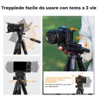 K&F Concept Treppiede Fotocamera e Smartphone 190cm, Treppiede Leggero in Alluminio S255A3+BV01 con Telecomando Bluetooth/Borsa/Clip 2-in-1, Cavalletto Fotografico per Reflex/DSLR/iPhone/Samsung
