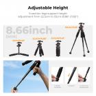 Mini trípode de sobremesa plegable de aleación de aluminio de 55 cm con rótula BH-25L de bajo centro de gravedad y placa de liberación rápida de 1/4". Ideal para DSLR, cámaras sin espejo, smartphones, etc. Soporta 6 kg e incluye abrazadera para teléf