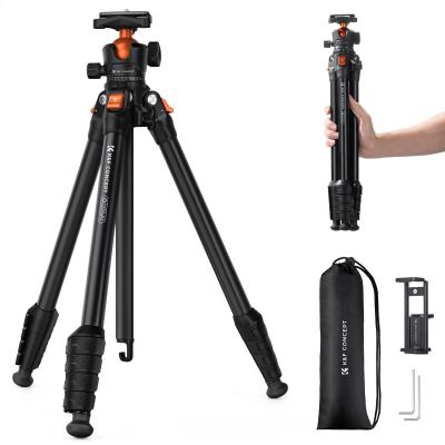 Trépied compact et léger pour appareil photo K&F Concept, cardan en plastique BH-40, pieds en caoutchouc 2 en 1 + pointes métalliques, avec support pour téléphone et tablette Omni O235A1+BH-40