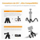 Supporto magnetico per telefono Octopus con treppiede, dotato di guida magnetica, telecomando Bluetooth, cordino per telefono cellulare, adattatore GoPro MS36