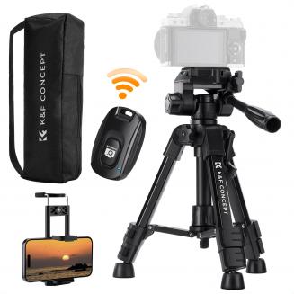 Mini trépied de bureau K&F Concept pour appareil photo, trépied vidéo de table en aluminium 25 pouces avec télécommande, trépied de voyage portable pour appareils photo reflex numériques, caméscopes, téléphones, projecteurs, longue-vue S233A0